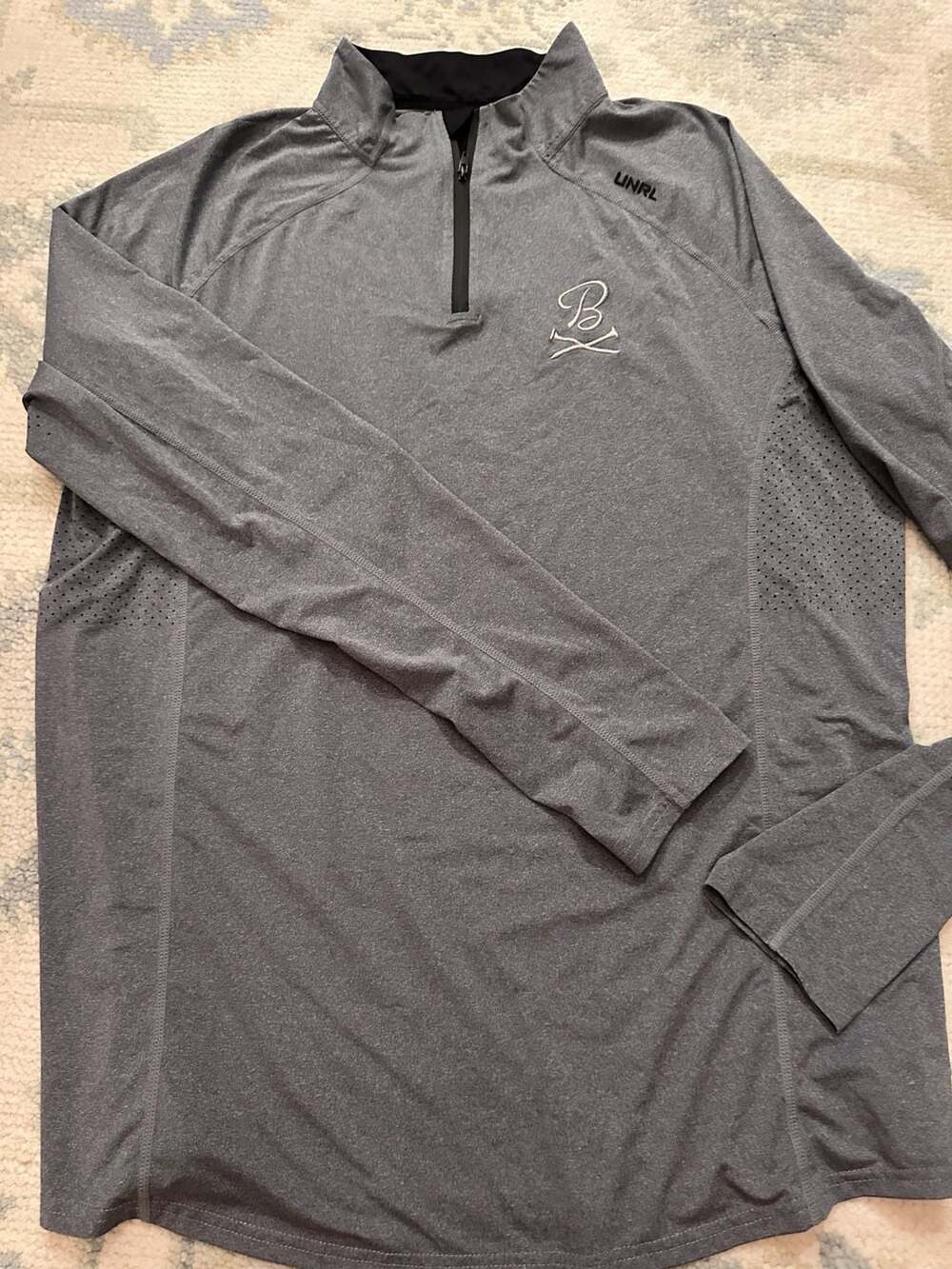 UNRL x Barstool Sports Logo Stride Collection Gray 1/4-Zip Pullover, Size XL